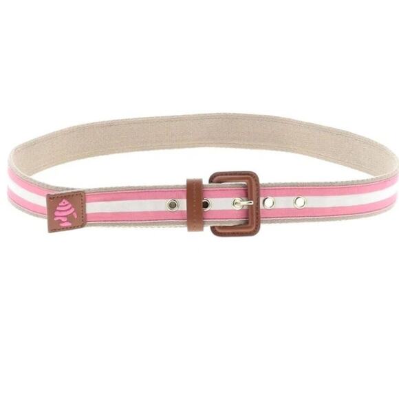 Women's Talbots Pink & White Striped Canvas Belt with Fish X-Small - Picture 1 of 6